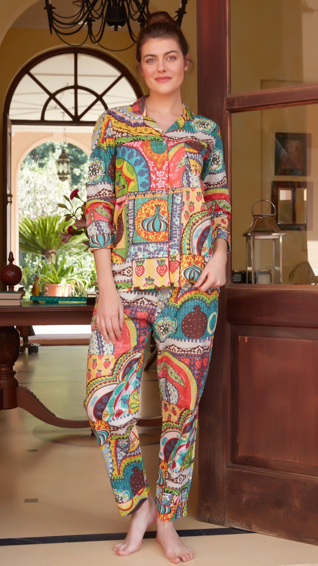 Artistic Printed Cotton Pajama Set