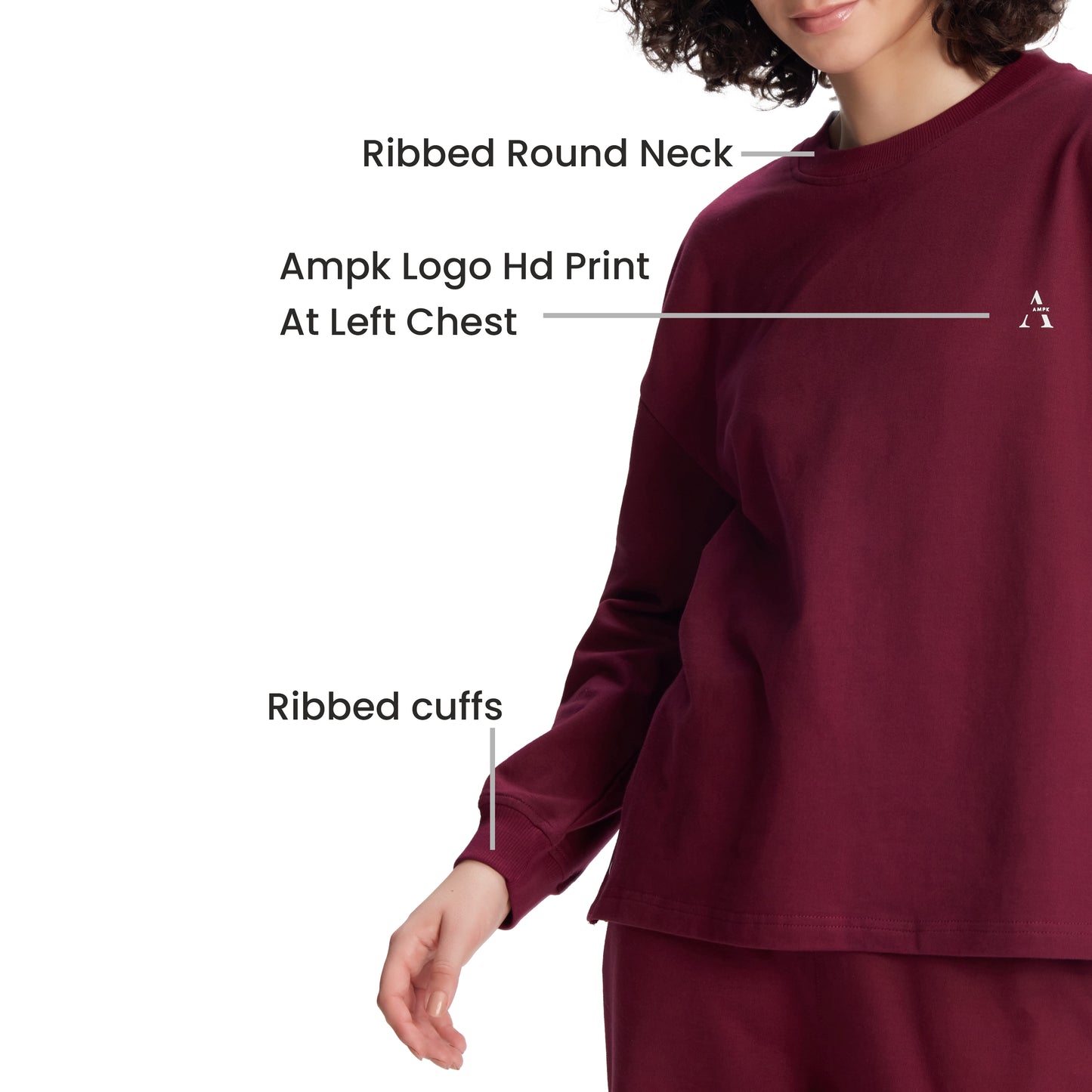 MELODIC WINE SPLIT CASUAL PULLOVER