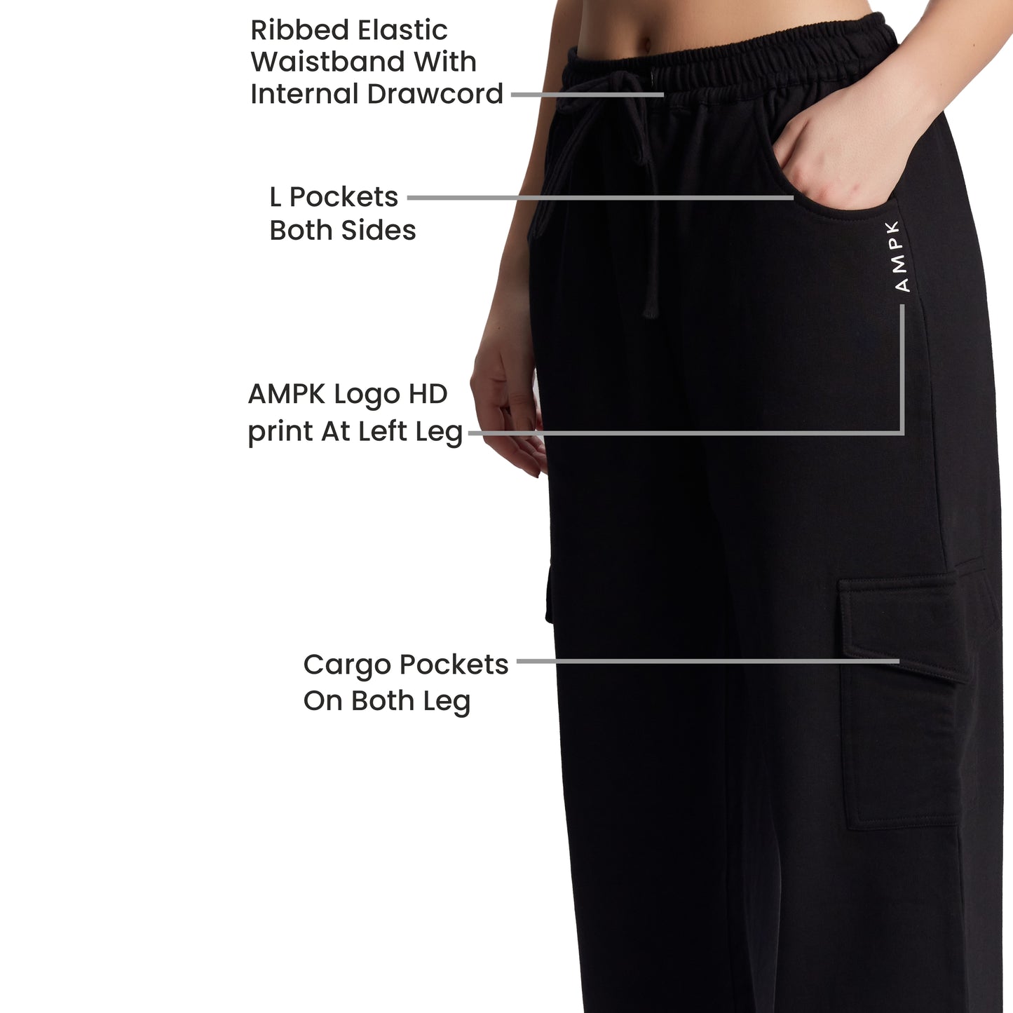VISTA BLACK RELAXED FIT CARGO PANT