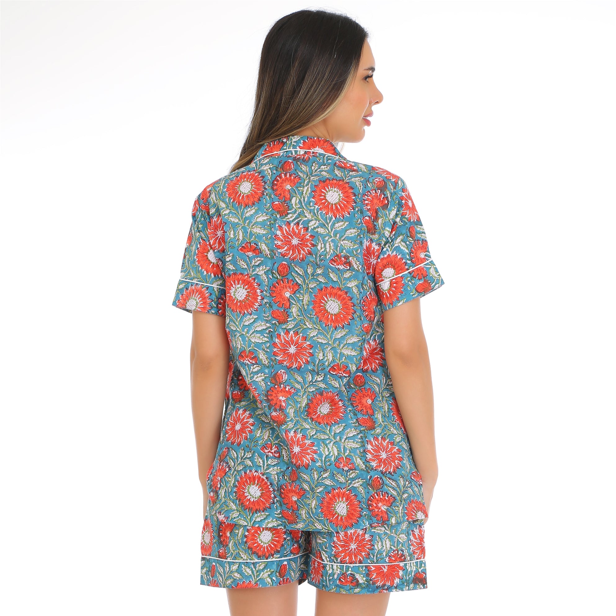 Colorful Flower Print Shorts Set