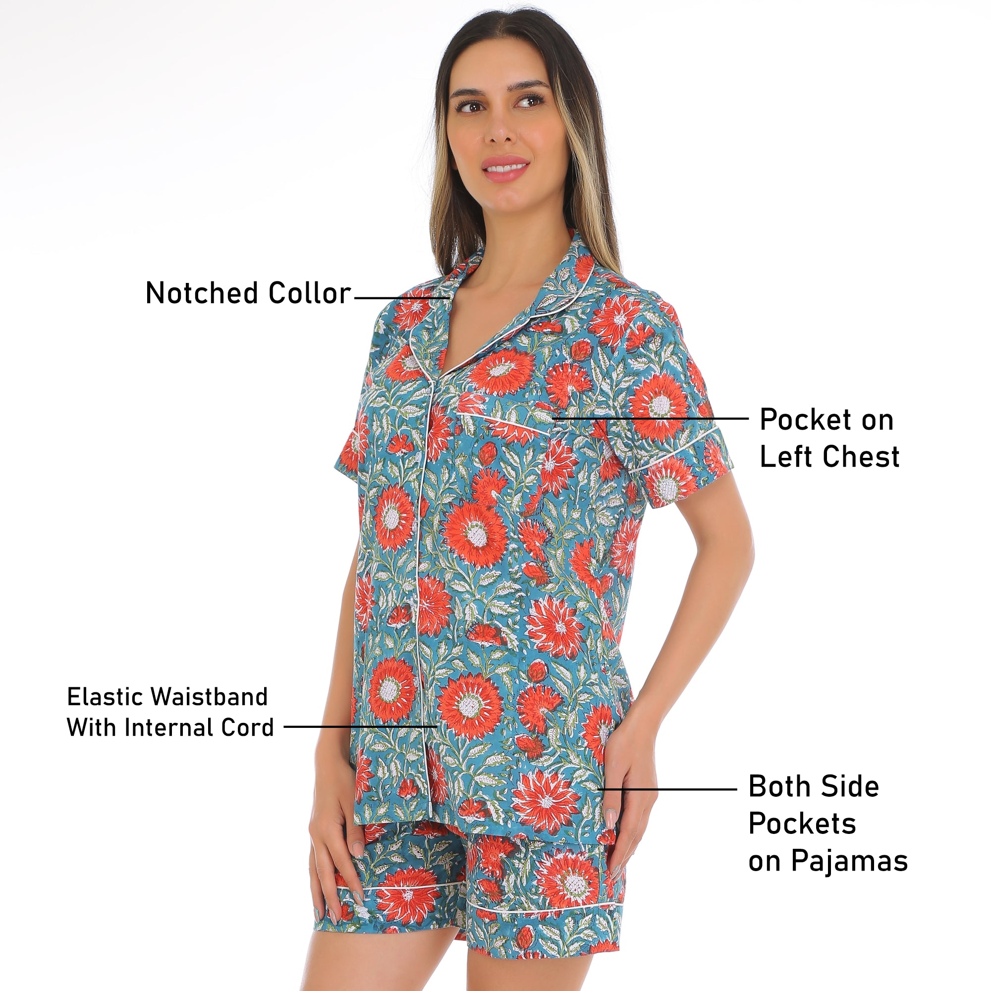 Colorful Flower Print Shorts Set