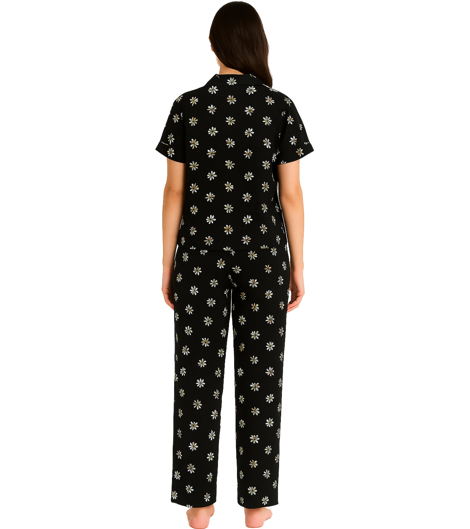 BLACK DAISY BLACK PAJAMA SET
