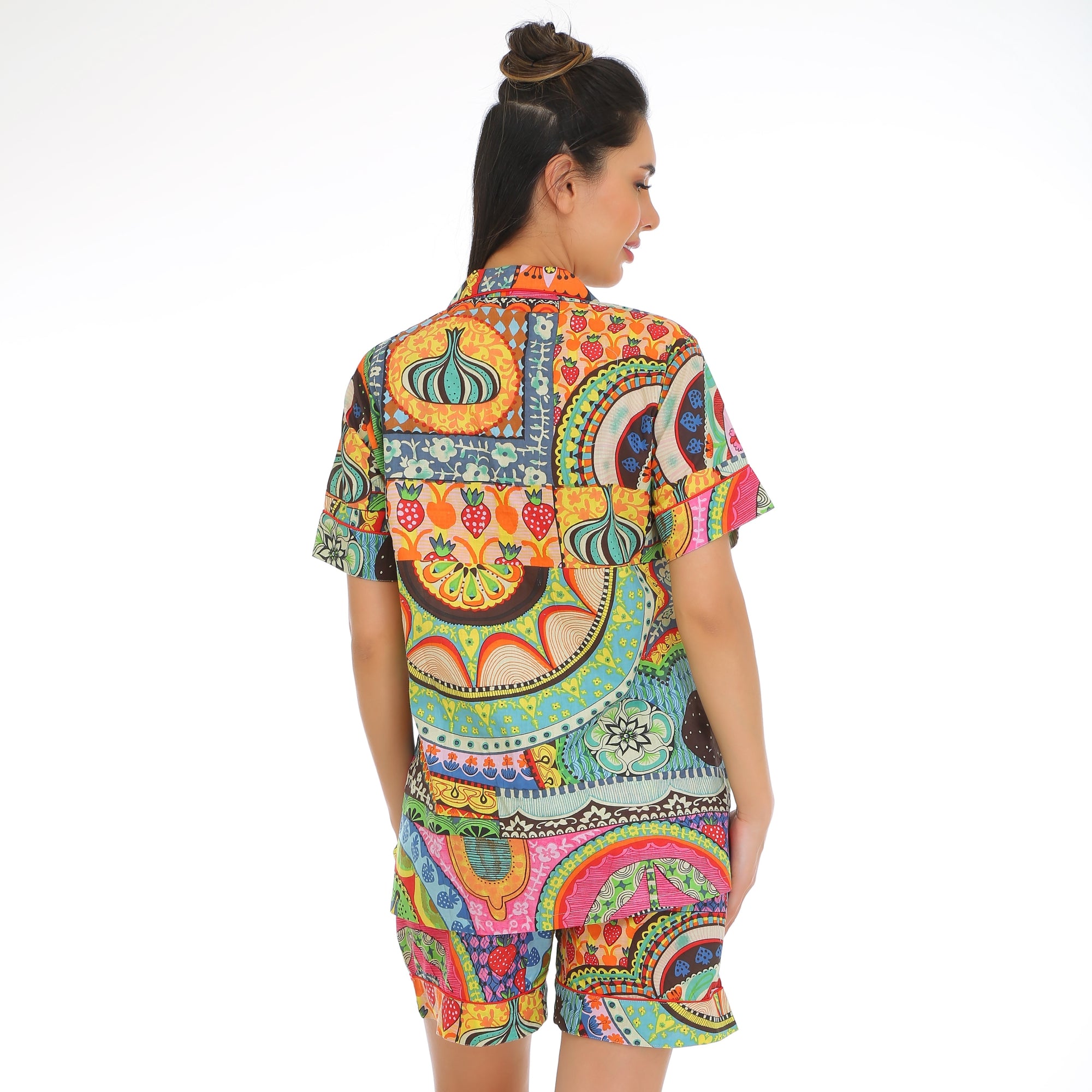 Artistic Printed Cotton Shorts Set