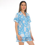 Cotton blue floral Shorts Set