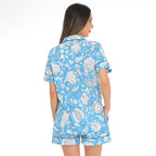 Cotton blue floral Shorts Set