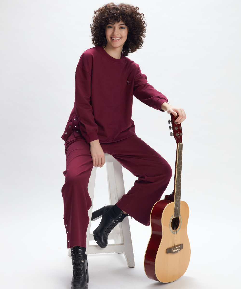 MELODIC WINE SWEAT SHIRT AND PANT