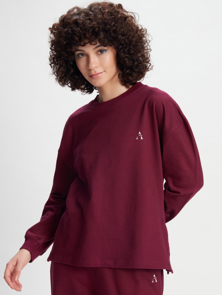 MELODIC WINE SPLIT CASUAL PULLOVER