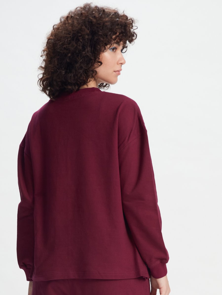 MELODIC WINE SPLIT CASUAL PULLOVER