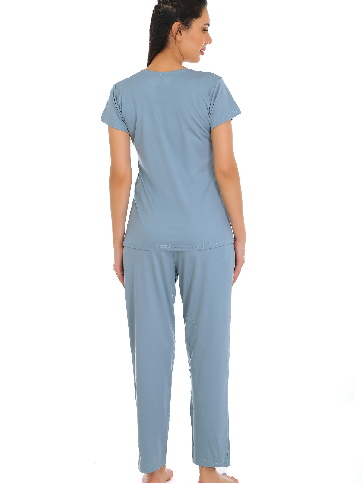 Gudnini Tencel T-Shirt With Pyjama Set ,Half Sleeves Top With Pajama Sleepwear for Women
