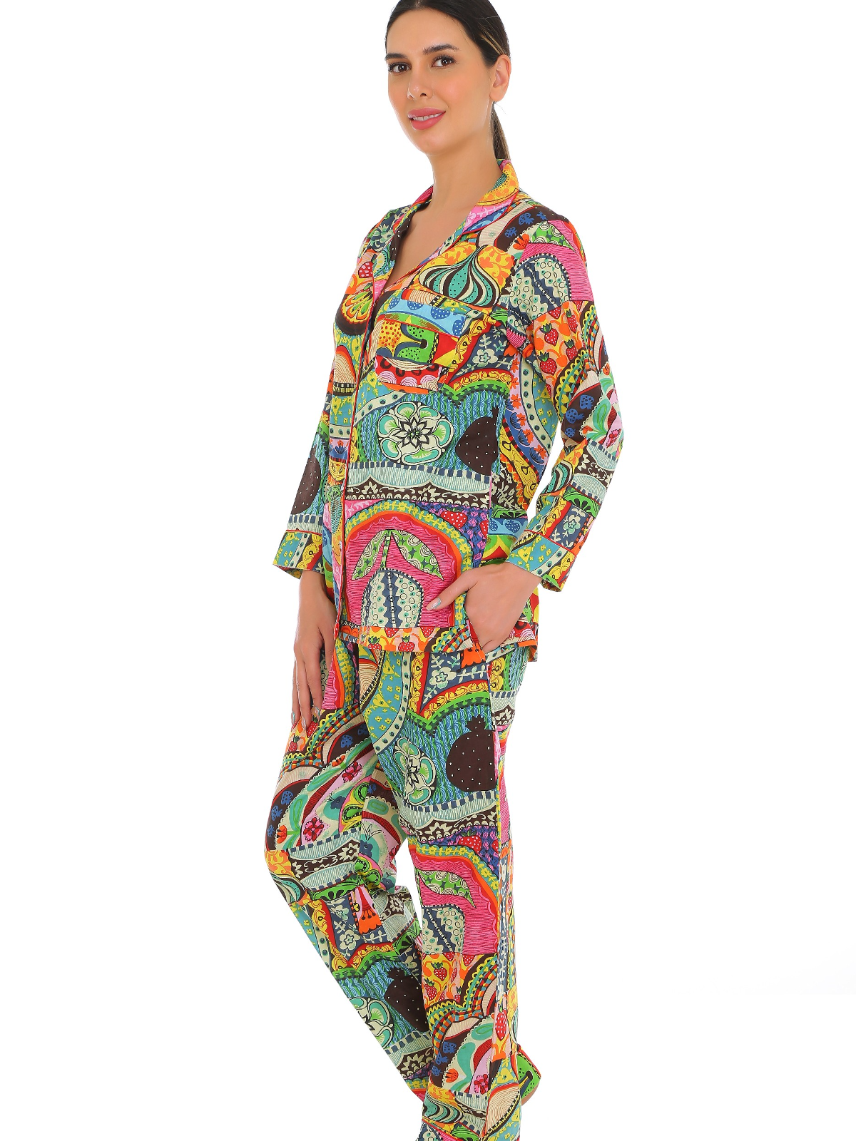 Artistic Printed Cotton Pajama Set